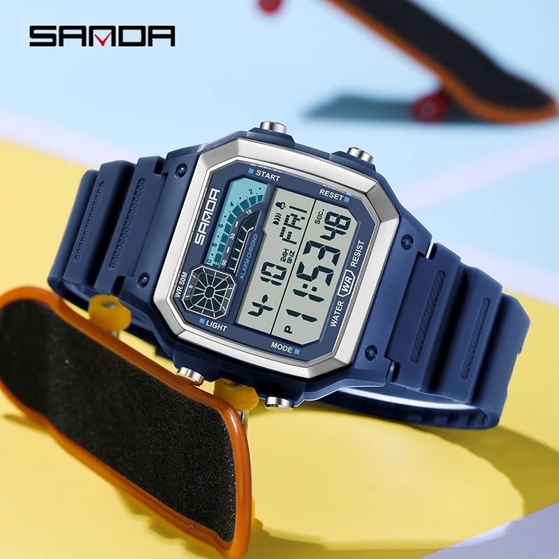 Men's Luxury Digital Wristwatch with Luminous Dial and Waterproof Features