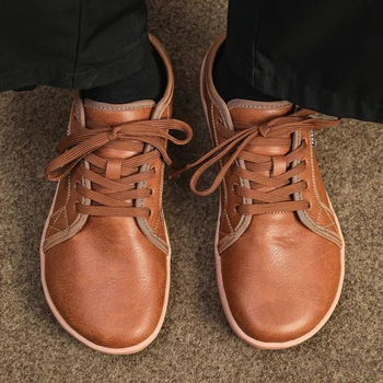 Scarpe da uomo Scarpe larghe a piedi nudi da uomo Scarpe casual minimaliste in pelle crosta Scarpe bianche comode e traspiranti Scarpe da ginnastica da passeggio 1