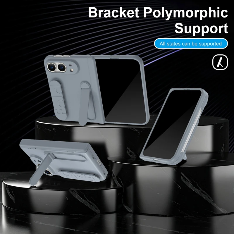 Luxury PC + Silicone Wristband Case with Invisible Bracket and Front HD Glass Protection