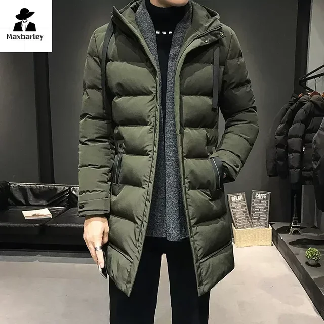 Men Long Down Jackets Winter Coats Chaquetas Hooded Casual Winter Parkas High Quality Male Green Warm Parkas Coats Size 8XL 1