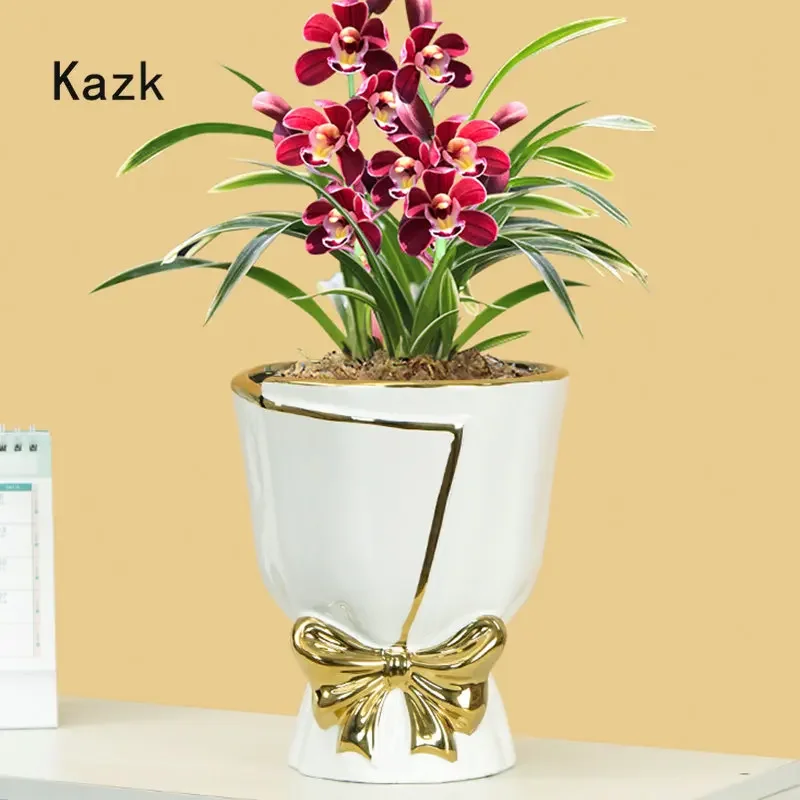 Creative Bowknot Ceramic Vase Nordic Light Luxury Living Room Tabletop Apparatus Ikebana Plant Pots Decorative Home Accessories 2