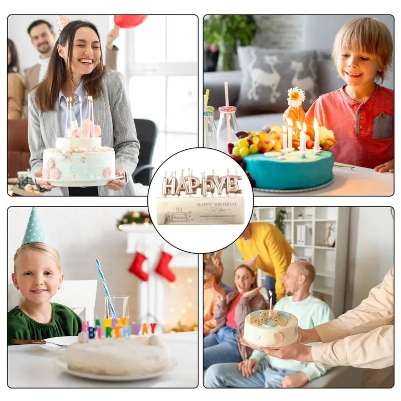 골드 문자 촛불 생일 파티 장식, 축하 촛불 문자 전문 케이크, 기념일 건강 문자 디자인