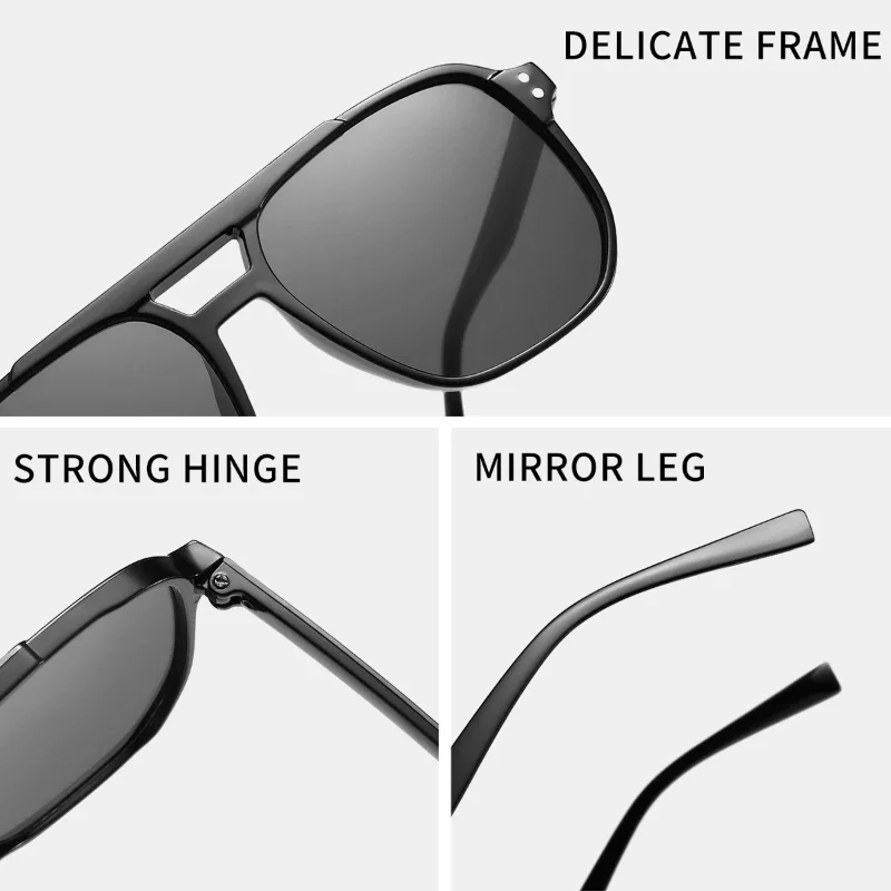 2024 Outdoor Ocean Slice Double Beam Sunglasses New Retro Jelly Color Women Square Sunglasses UV400 Eye Protection Goggles - Image 5