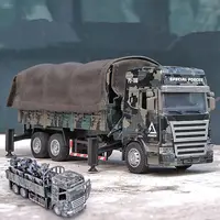 Alloy Tactical Truck Armored Car Model Diecast Military Personnel Carrier Transport Vehicle Model Sound and Light Toys Gift 1
