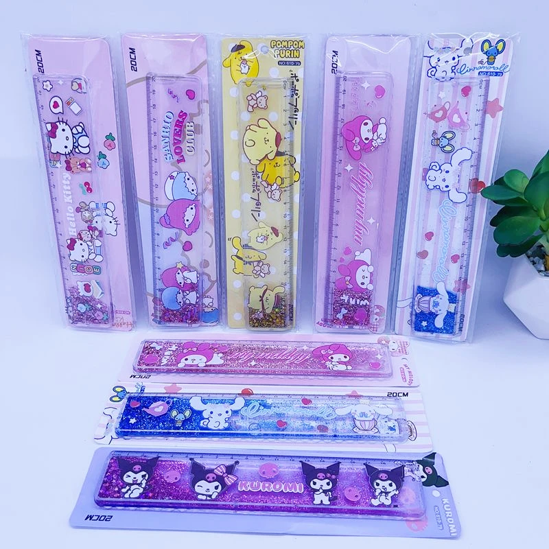 

12 pcs/lot Sanrio Kuromi Melody Kitty Ruler Measuring Straight Rulers Drawing Tool Promotional Stationery Gift School Supplies