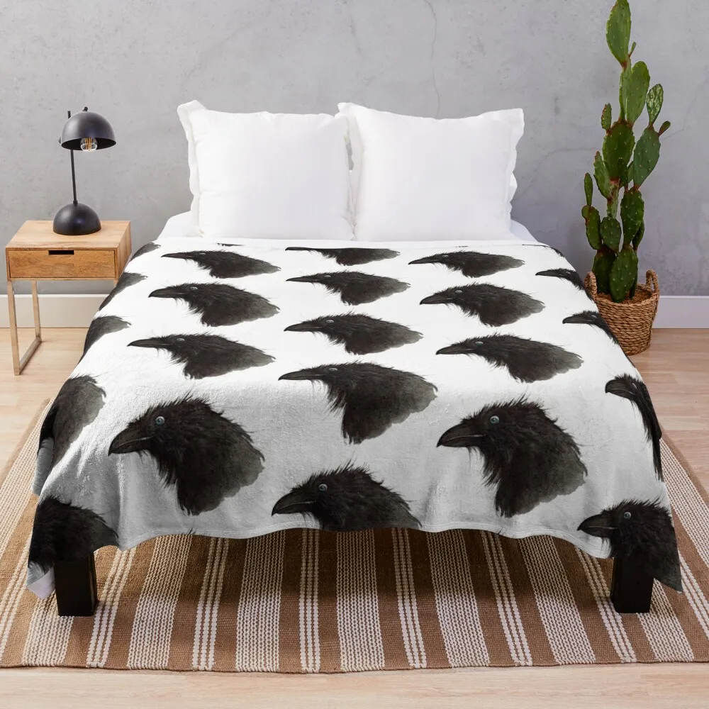 

raven - raven bird - crow - bird jackdaw Throw Blanket Sofas sofa bed Summer Beddings Blankets