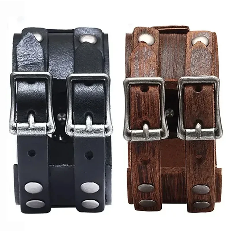 Premium Leather Watch Band with Double Metal Buckle - Elegant Bracelet Accessories