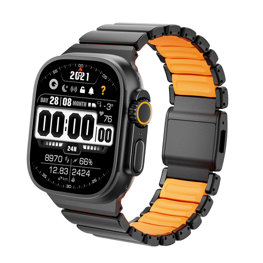 Luxury Titanium Magnetic Watch Strap with Rubber Band Design