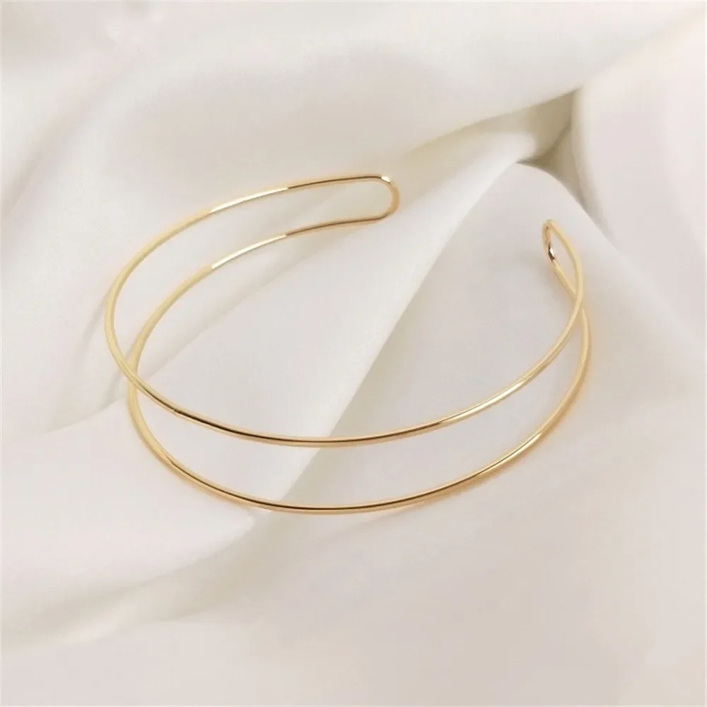 

14K Gold Copper wire double strand bracelet hand bead winding diy bottom bracelet double ring bracelet accessories