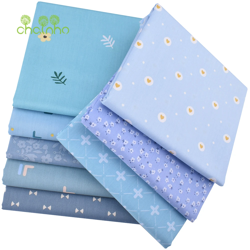 Chainho,Printed Twill Weave Cotton Fabric,DIY Sewing Quilting Material,Patchwork Cloth,8 Designs Series,2 Sizes,15C371