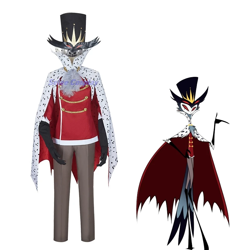 

Helluva Stolas Anime Boss Hazbin Cosplay Costume Hat Cloak Suit Prince of Hell Clothes Uniform Hotel Halloween Party Mens Clothe