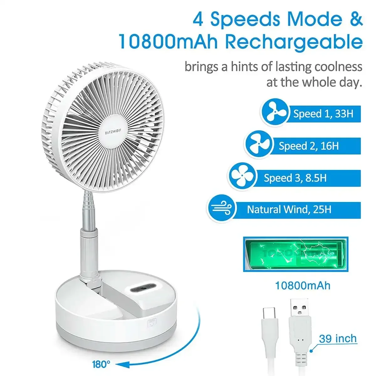 

Портативный складной вертикальный мини вентилятор USB, перезаряжаемый Настольный вентилятор для дома, улицы, кемпинга, Кондиционер