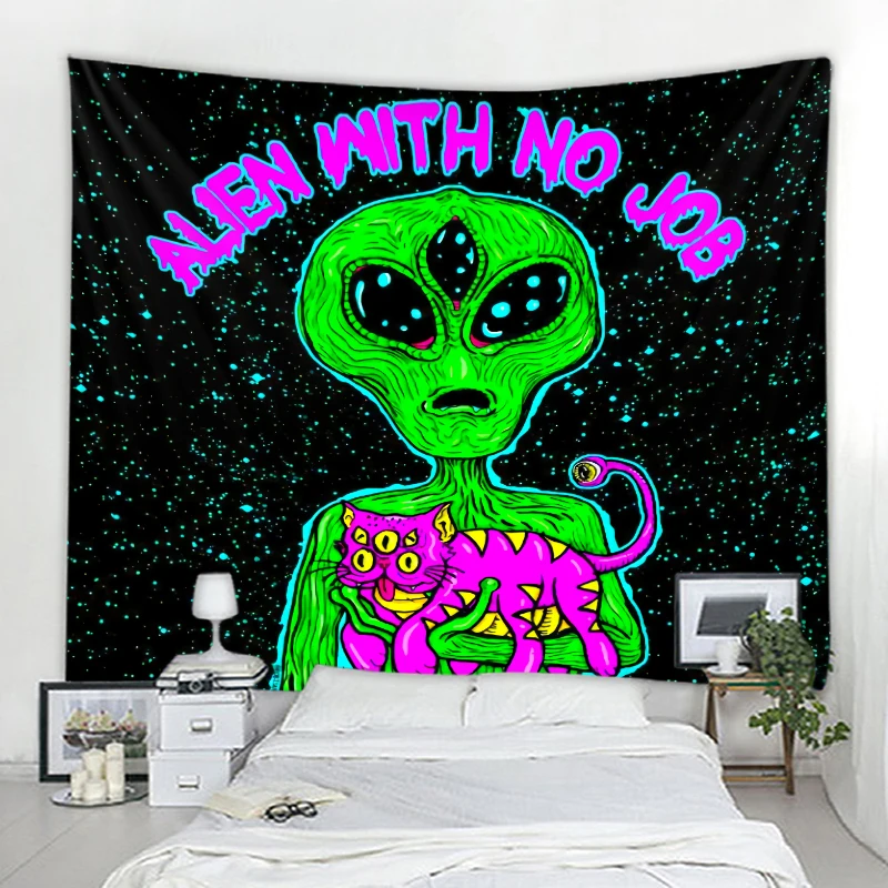 Sci-Fi Alien Decorative Tapestry Mandala Boho Hippie Wall Decor Tapestry Wall Covering Home Decor Cute Room