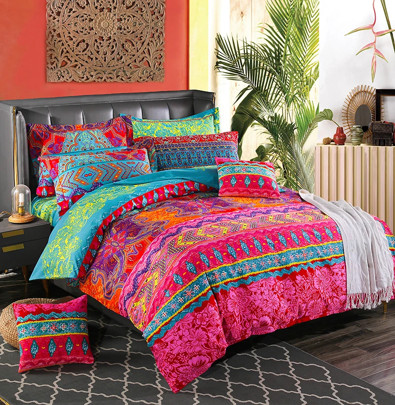 Boho Plain Print Quilt Cover Pillowcase 3pc Set Постельное Бельё Евро ...