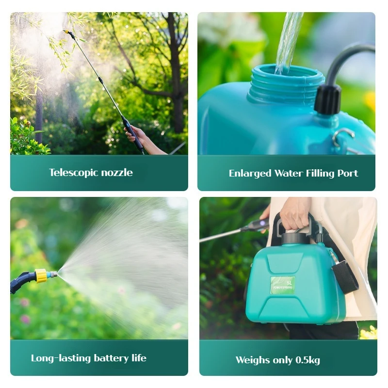 Shoulder-type electric pesticide sprayer 2000mAh lithium battery spray garden power tool comes with bucket USB charging 4