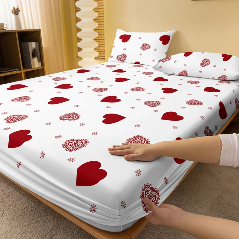 Printed Bedspread Four Seasons Men and Women Simple Fashion Love Print Sanded for Home Bedroom Hotel