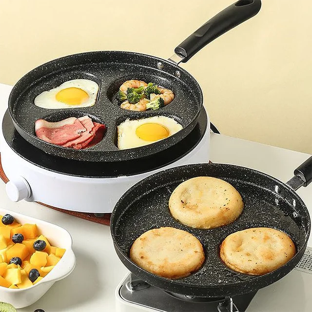 Flat Bottomed Rice Stone Non Stick Frying Pan for Home Camping, Four Hole  Egg Burger, Circular Heart Shaped Frying Pan - AliExpress