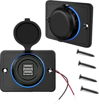 presa caricabatterie doppia USB montata su veicolo con indicatore luminoso presa di corrente 12v 24v 3.1A adatta per auto barche auto