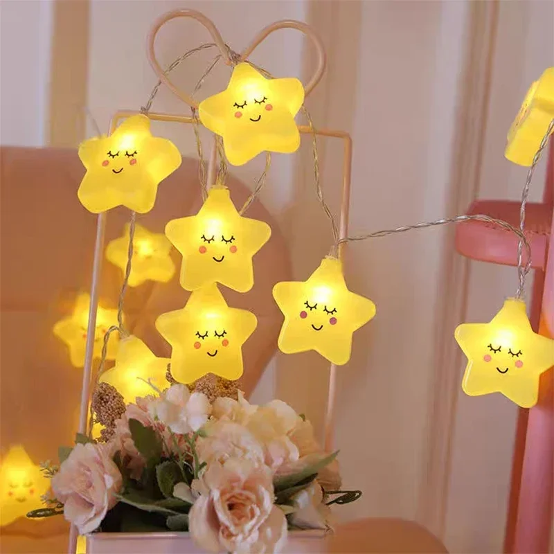 Star Garland LED String Lights - USB/Battery Powered Decorative Lamp for Indoor and Outdoor Use