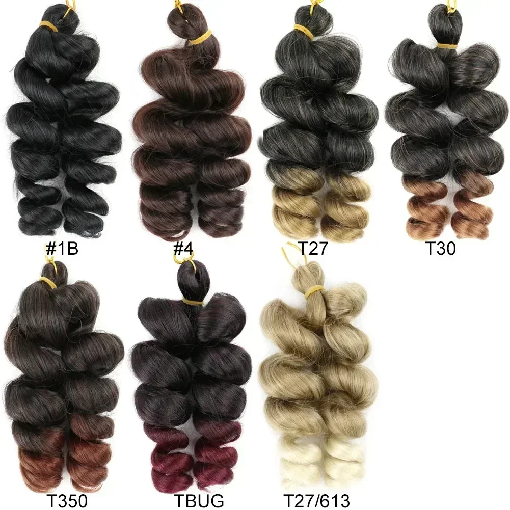 10 Inch Synthetic Loose Wave Crochet Hair French Loose Curled Body Wave Woven Hair Water Women's Wig Monochrome Mixed Color