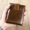 Top Hasp Leather  Mens Wallet with Coin Pocket First Layer Cowhide Leather 6