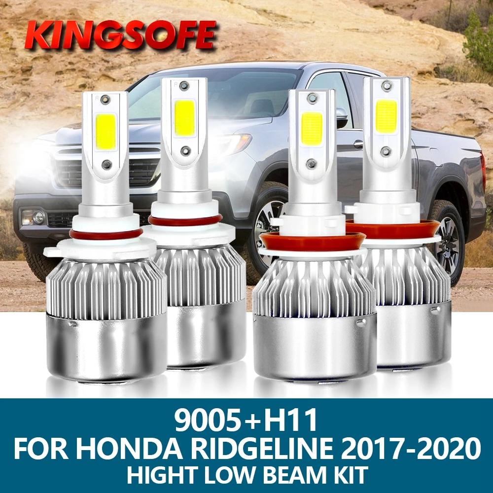 

4Pcs LED Headlight HB3 H11 Car Light 9005 8000LM 72W 6000K White COB Chip Hight Low Beam Bulbs Kit For Honda Ridgeline 2017-2020