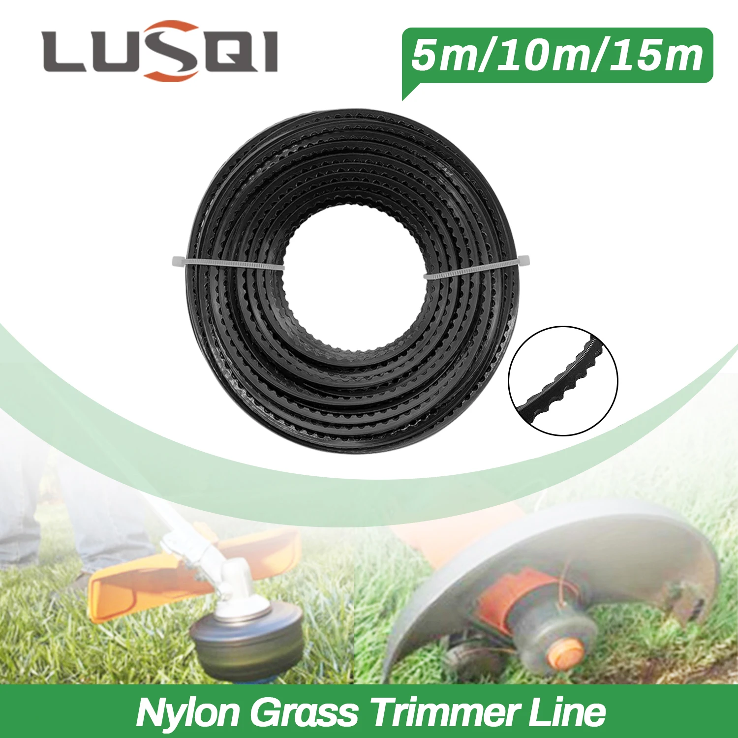 LUSQI 5M/10M/15M Trimmer line Serration Garden Mowing rope Brushcutter Cutting Rope Long Circle Roll Grass Replacement brush cutter accessories,grass trimmer line,mower accessories,trimmer line