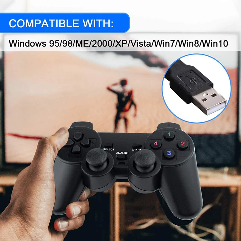 USB Wireless Game Controller Gamepad for PC/Laptop (Windows XP/7/8/10) and  PS3 and Android & Steam - [Black](Black) 