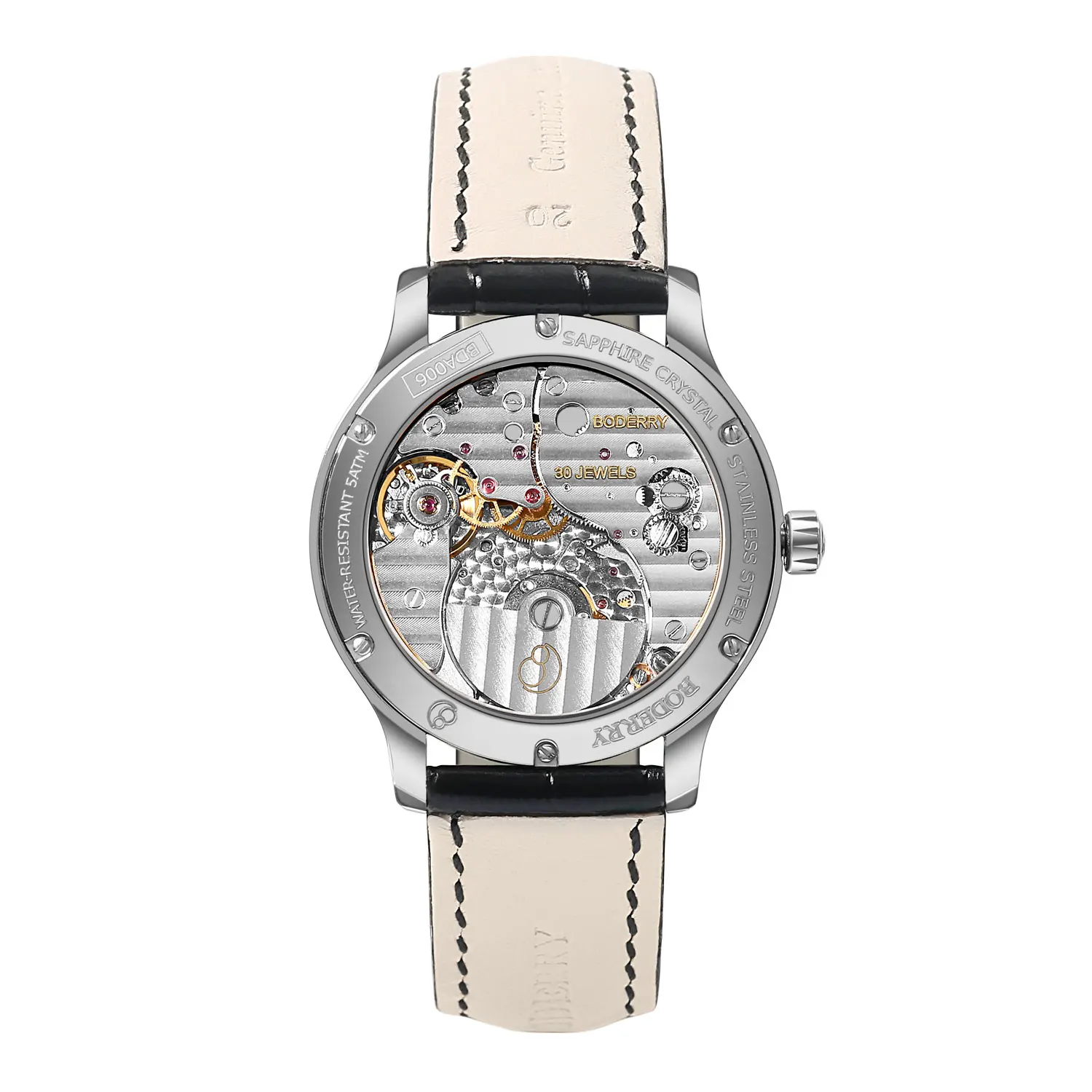 BODERRY Mens Micro-rotor Automatic Dress Watches Waterproof Stainless Steel Mechanical Business Wrist Watch for Men,Sapphire