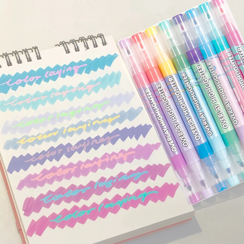 ayyjewel マステ　スイートラベンダー 16 Colors Magic Overlay Highlighter Pen Set Student Diary