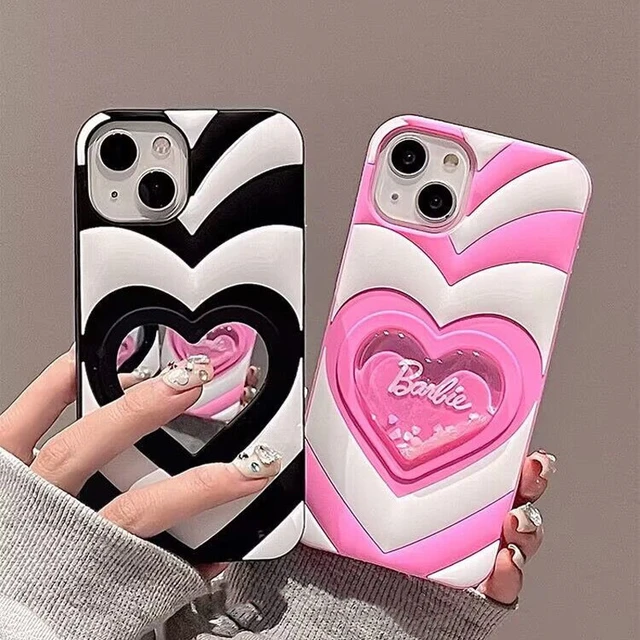 3D Silicone with Mirror Phone Cover Pink Barbie Case for iPhone 14 13 12  ProMax