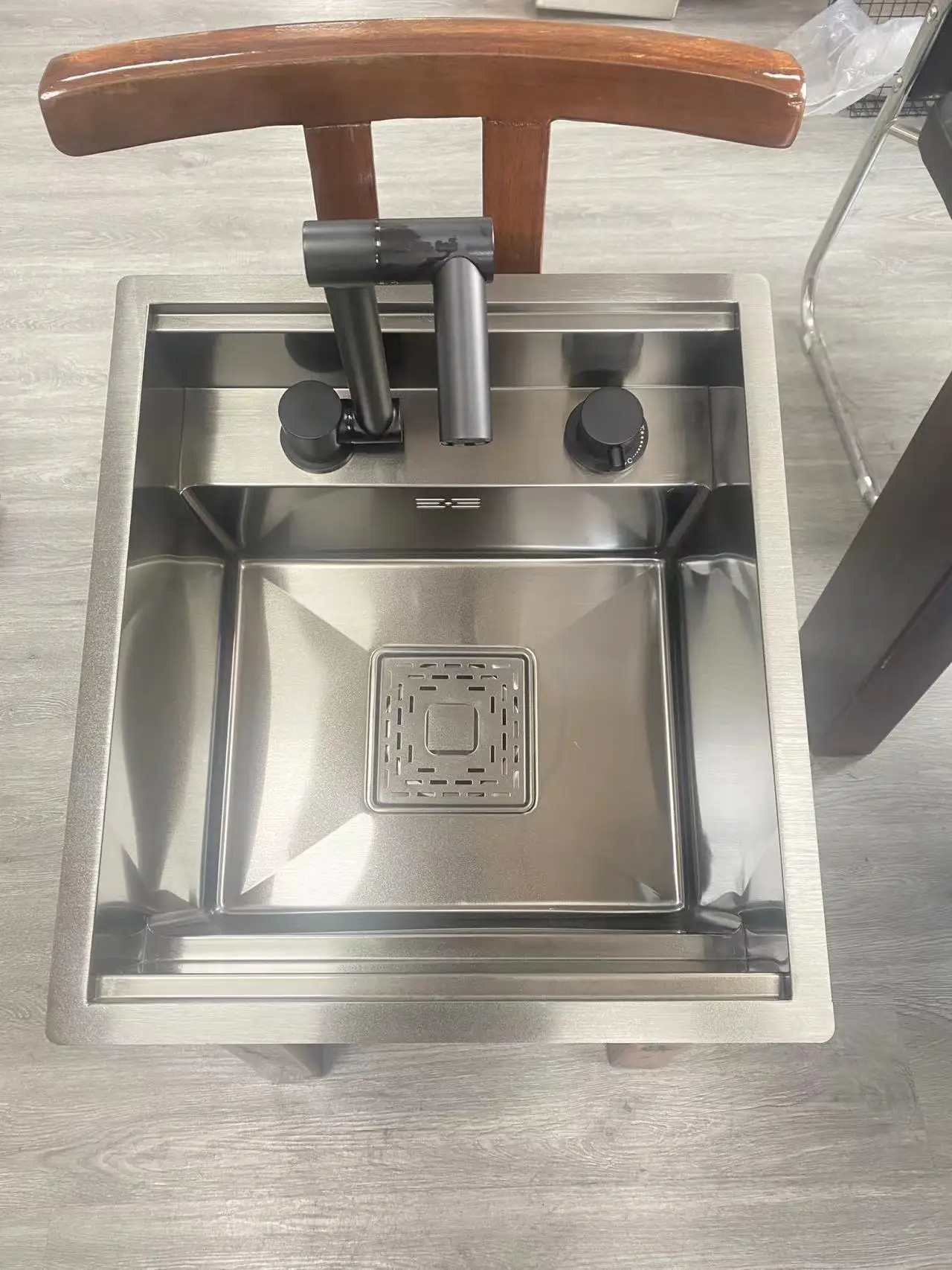 black Kitchen sink small Single bowl Bar sink Size 304 Stainless Steel Balcony Hidden Concealed black open kitchen
