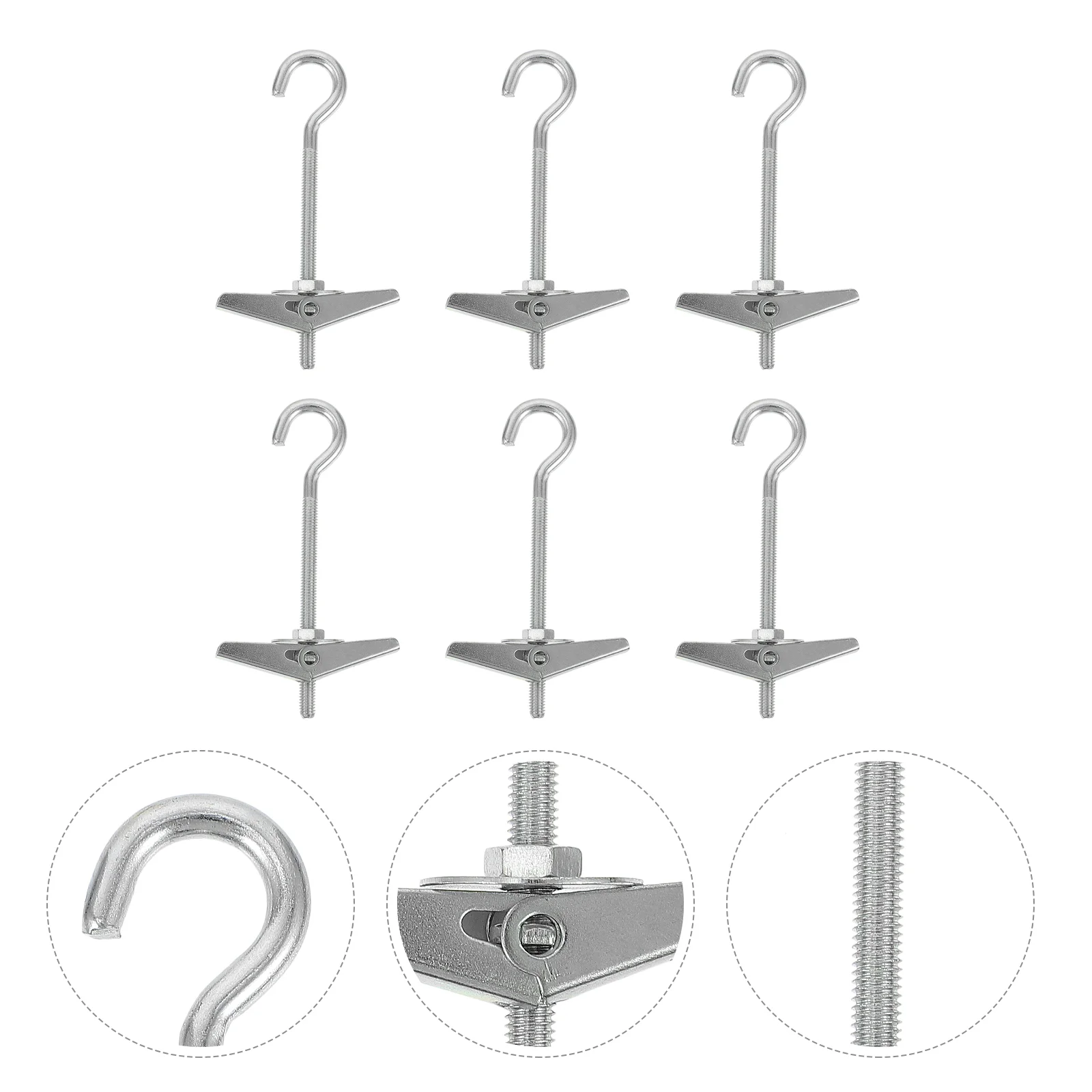 

6 Pcs Poster Pole Aircraft Hook Wall Mount Ceiling Toggle Wing Hanging Expand Metal Expansion Plasterboard
