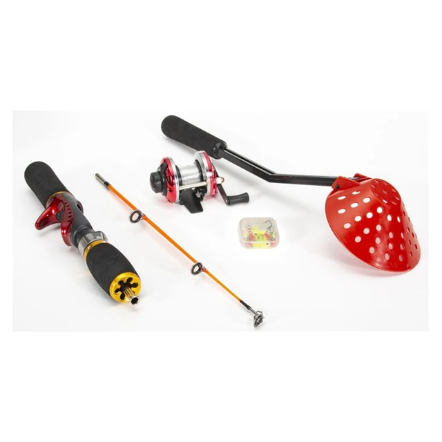 Outdoor Ice Fishing Rod Reel Combo Complete Kits with Backpack Seat Box Ice Jig Rap Shad Spoon Catch 5