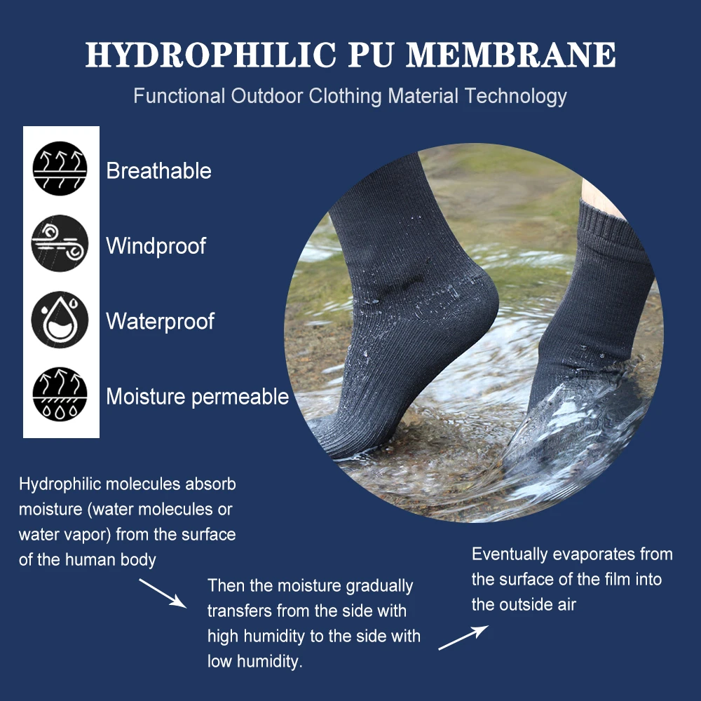 Waterproof Outdoor Adventure Socks for Adults Breathable Warm and Waterproof Socks for Skiing Water Sports Hiking Cycling