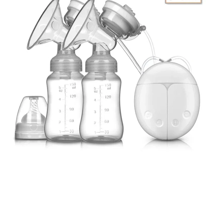 Double Electric Breast Pumps Powerful Nipple Suction USB with Baby Milk Bottle Cold Heat Pad