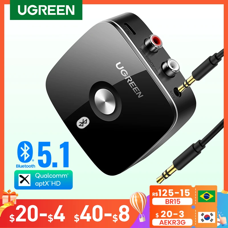 optocht Kabelbaan royalty Ugreen Bluetooth Ontvanger 5.1 Draadloze Auido Muziek 3.5 Mm Rca Aptx Hd  Lage Latency Muziek Bluetooth 5.0 Sound 3.5 Mm 2RCA Adapter|Draadloos  adapter| - AliExpress