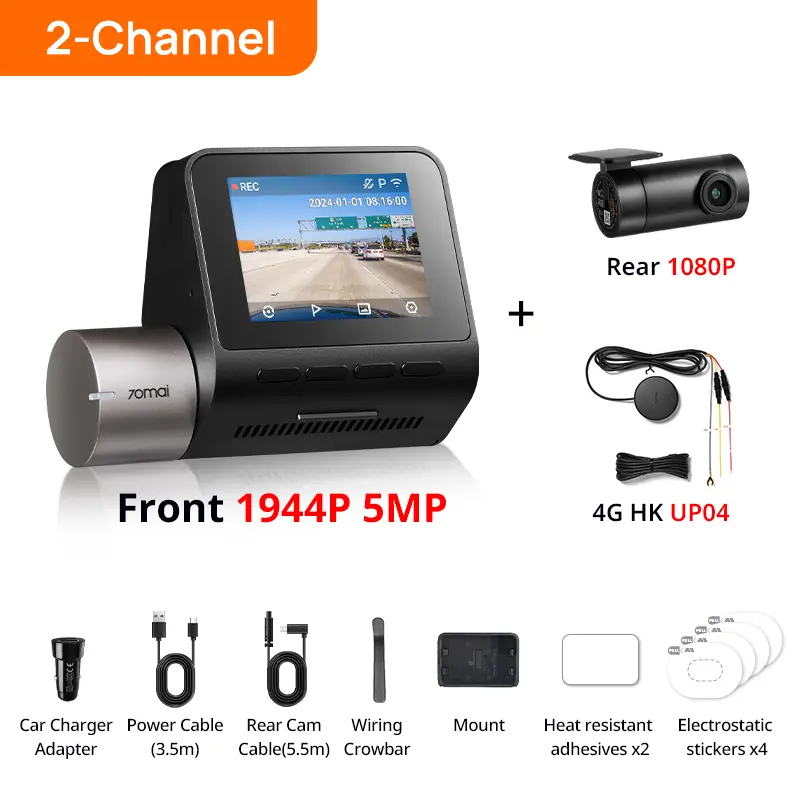 70mai Dash Cam A510 1944P HDR GPS ADAS 4G Connectivity 70mai 4G Front Cam A510 Car DVR 24H Parking Support Rear Cam - Image 11