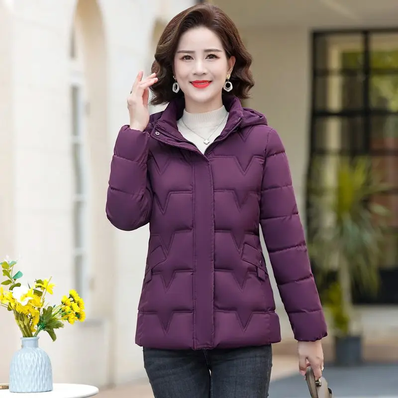 

2023 Mother Winter Coat with Fur Collar Elderly Cotton Padded Jacket Womens Thicken Down Padded Jacket Hooded Parkas R164