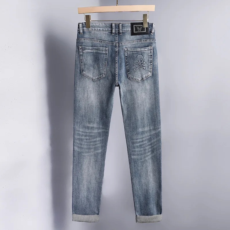 2024 Spring and Summer New Men's Simplicity Jeans High-End Stretch Slim Fit Straight All-Matching Leisure Washed-out Long Pants 5
