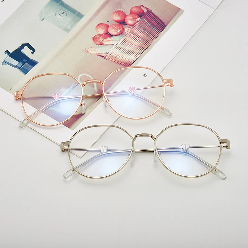 

Classic Myopia Glasses Women Reading Glasse Retro Round Love Glasses Optics 0 To -4.0 Metal Frame Eyeglasses Women