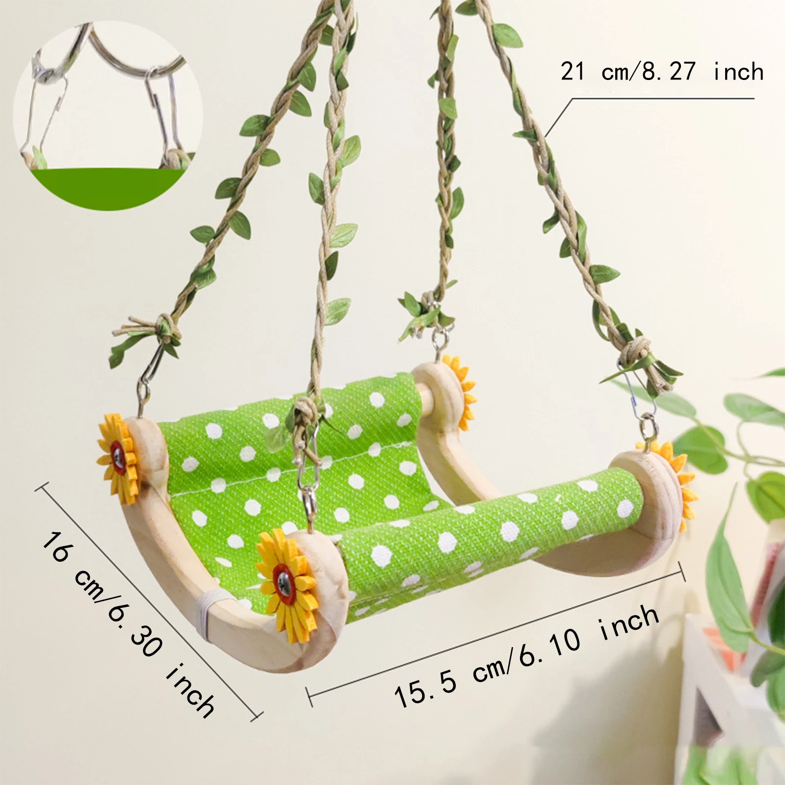 Wooden Bird Canvas Swing Perch Toy Parrot Hanging Hammock Bed Exercise Gym for Cockatoos Macaws Conures Bird Supplies