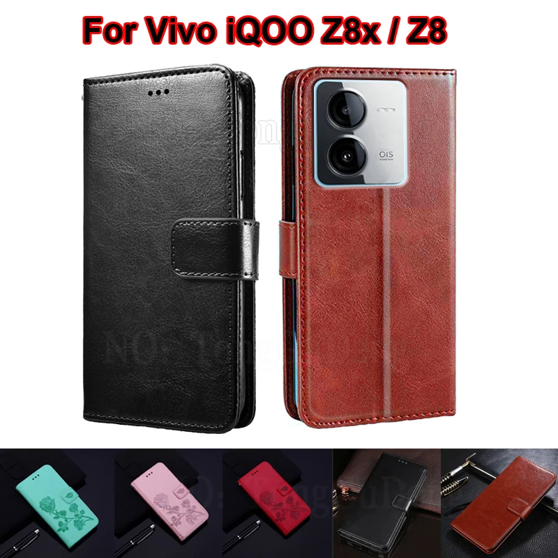 

чехол на Funda Vivo iQOO Z8x V2312A Case Wallet Coque Leather Capa Flip Phone Cover For Carcasa Vivo iQOO Z8 V2314A Mujer Hoesje