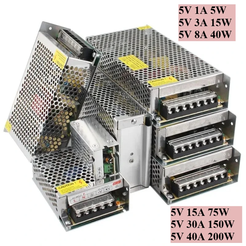 LED Switching Power Supply 5V 3A 8A 15A 75W 150W 200W AC TO DC Transformer สําหรับ LED Strip แหล่งจ่ายไฟอะแดปเตอร์ 1