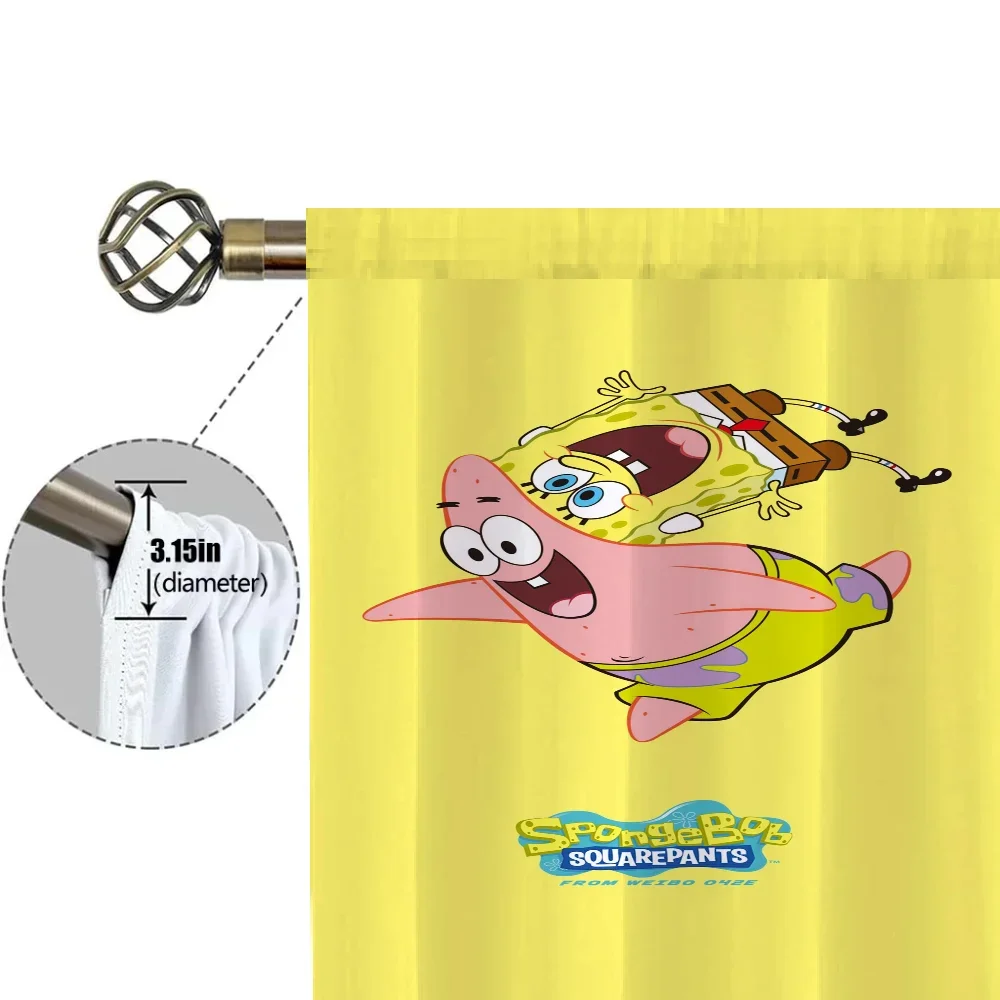 Home Interior Kitchen Curtains for Living Room 2 Pieces Blackout Curtains Door Curtain S-spongeBobs Bedroom Decoration Partition 5