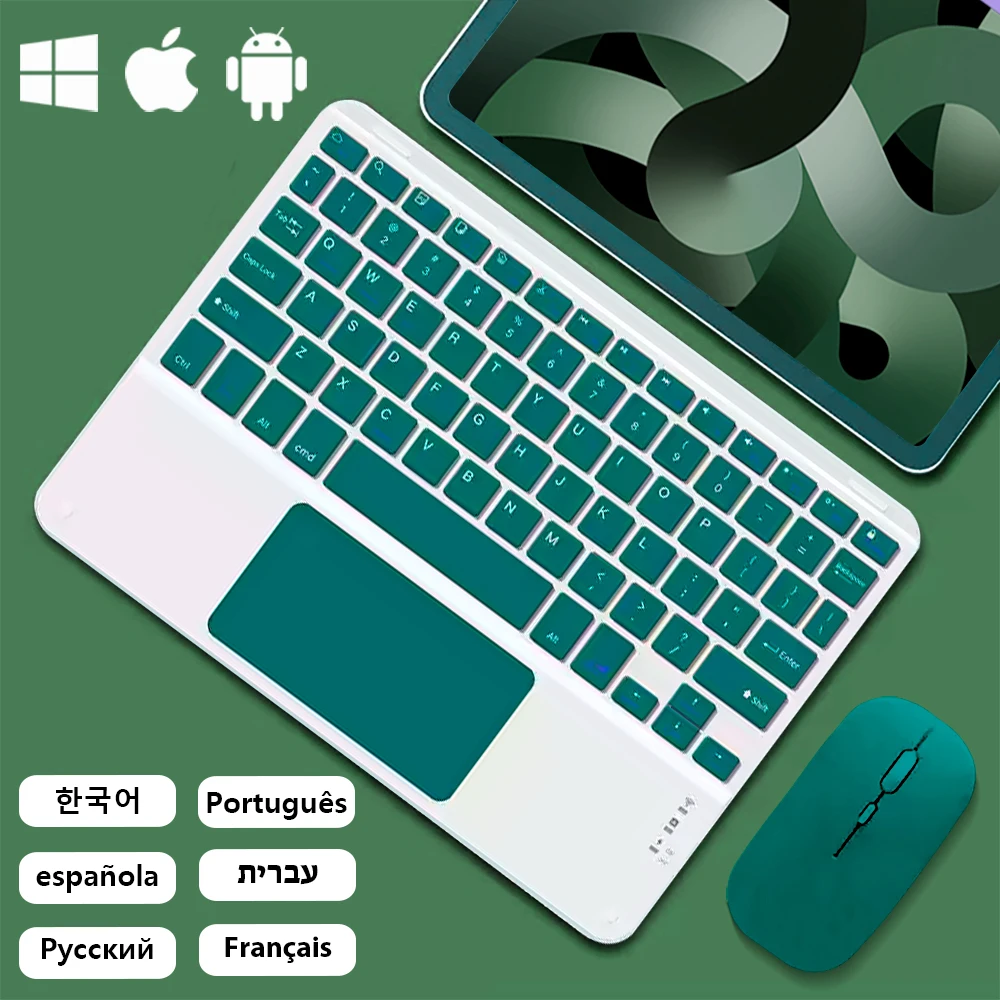 For Android IOS Windows Xiaomi Samsung Apple Tablet Dark Green Touch Keyboard And Mouse Multilingual Keyboard Ipad
