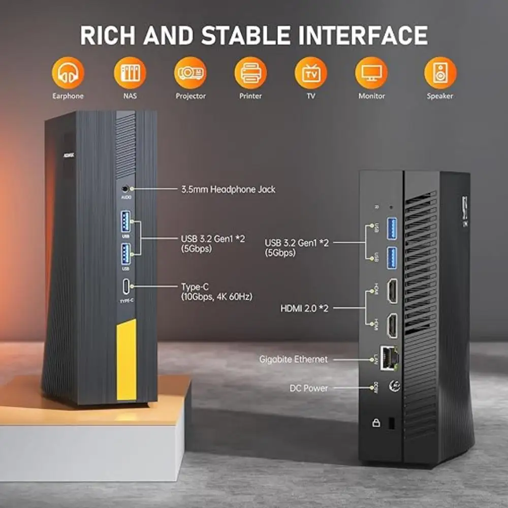 ACEMAGIC 미니 PC, 미니 게임용 컴퓨터, AD15, 인텔 i5-11500B, 16GB DDR4, 512GB, 1TB SSD, 65W TDP, 4K 트리플 디스플레이, WiFi6, BT5.2
