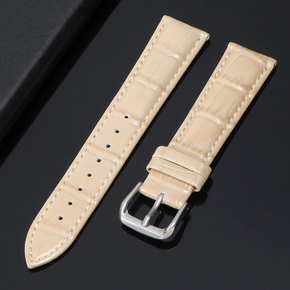 Waterproof Leather Watch Band Strap with Metal Pin Buckle