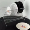 X-shaped foldable double layer drainage rack, kitchen countertop, water tray, kitchen dishes, chopsticks storage rack 2