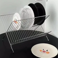 X-shaped foldable double layer drainage rack, kitchen countertop, water tray, kitchen dishes, chopsticks storage rack 2